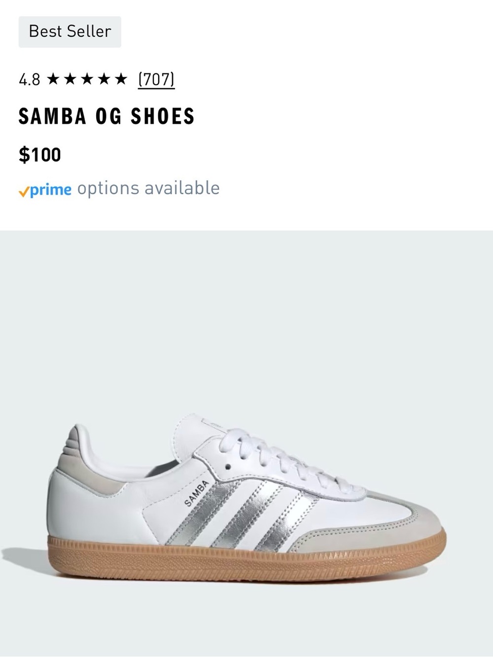 adidas Samba Sneakers - White with Silver